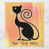 Zwart Kat stijlontwerp Wijn Etiket (Enkel label)