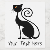 Zwart Kat stijlontwerp Wijn Etiket (Enkel label)