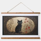 Zwart Kat Tapestry Hangend Wandkleed (Voorkant)