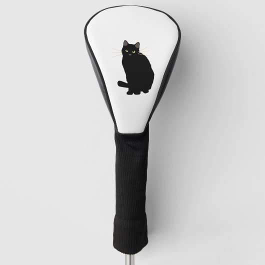 Zwart Kat Tekening Schattige Zwart Kat Moeder Kat Golfheadcover (Voorkant)