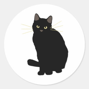 Zwart Kat Tekening Schattige Zwart Kat Moeder Kat  Ronde Sticker