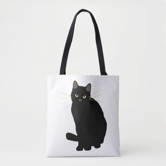 Zwart Kat Tekening Schattige Zwart Kat Moeder Kat  Tote Bag (Voorkant)