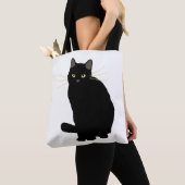 Zwart Kat Tekening Schattige Zwart Kat Moeder Kat  Tote Bag (Dichtbij)