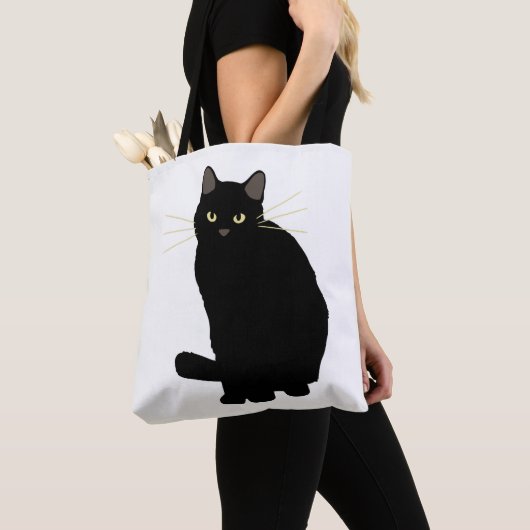 Zwart Kat Tekening Schattige Zwart Kat Moeder Kat  Tote Bag (Dichtbij)
