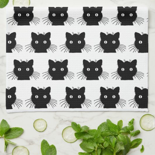 Zwart Kat Theedoek (Gevouwen)