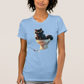 Zwart Kat Toilet - Grappige Badkamer Art T-shirt