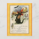  zwart kat Violin Halloween Briefkaart (Voorkant)