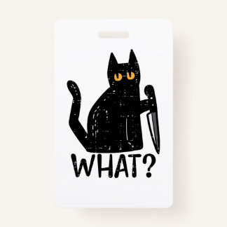 Zwart Kat Wat Mes Grappig Moorddadig Halloween Pet Badge