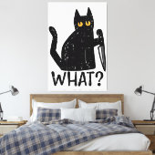 Zwart Kat Wat Mes Grappig Moorddadig Halloween Pet Canvas Afdruk (Insitu (Slaapkamer))