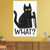 Zwart Kat Wat Mes Grappig Moorddadig Halloween Pet Canvas Afdruk (Insitu (Woonkamer))