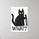 Zwart Kat Wat Mes Grappig Moorddadig Halloween Pet Canvas Afdruk (Voorkant)