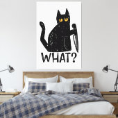 Zwart Kat Wat Mes Grappig Moorddadig Halloween Pet Canvas Afdruk (Insitu (Slaapkamer))
