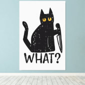 Zwart Kat Wat Mes Grappig Moorddadig Halloween Pet Canvas Afdruk (Insitu (Houten vloer))