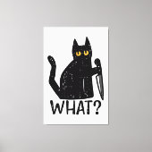 Zwart Kat Wat Mes Grappig Moorddadig Halloween Pet Canvas Afdruk (Voorkant)