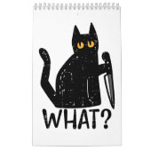 Zwart Kat Wat Mes Grappig Moorddadig Halloween Pet Kalender (Hoes)