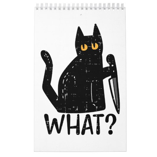 Zwart Kat Wat Mes Grappig Moorddadig Halloween Pet Kalender (Hoes)