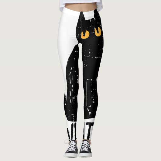 Zwart Kat Wat Mes Grappig Moorddadig Halloween Pet Leggings (Voorkant)