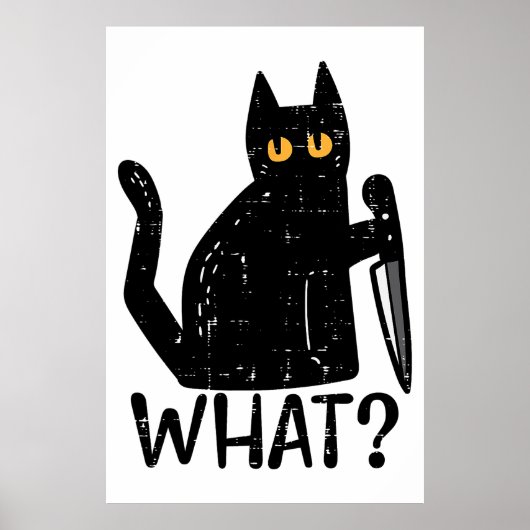 Zwart Kat Wat Mes Grappig Moorddadig Halloween Pet Poster (Voorkant)