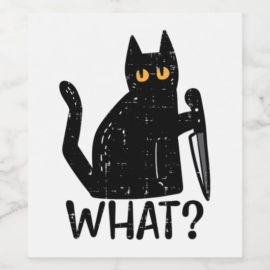 Zwart Kat Wat Mes Grappig Moorddadig Halloween Pet Wijn Etiket (Enkel label)