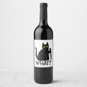 Zwart Kat Wat Mes Grappig Moorddadig Halloween Pet Wijn Etiket (Voorkant)