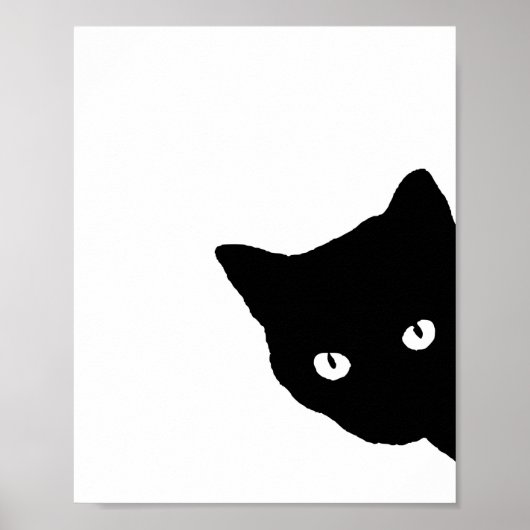 Zwart Kat zijaanzicht wit Poster (Voorkant)