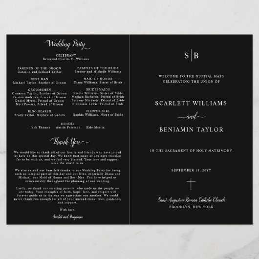 Zwart-katholieke bruiloft met volledig massaprogra (Voorkant)