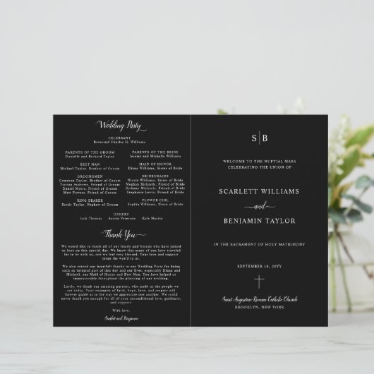 Zwart-katholieke bruiloft met volledig massaprogra (Staand voorkant)