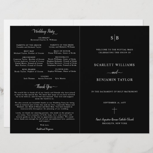 Zwart-katholieke bruiloft met volledig massaprogra (Voorkant / Achterkant)