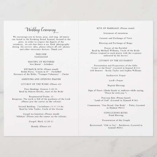 Zwart-katholieke bruiloft met volledig massaprogra (Achterkant)