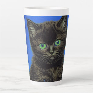 Zwart katje in de stijl van Van Gogh Latte Mok