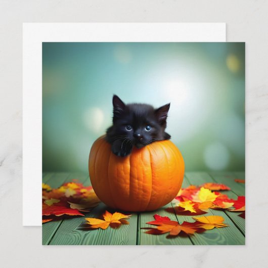 Zwart katje in een pompoen (Voorkant / Achterkant)