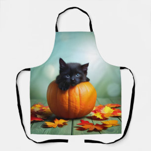 Zwart Katje In Een Pompoen Schort