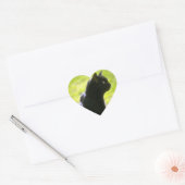 Zwart katje in profiel hart sticker (Envelop)