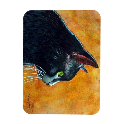 Zwart katje in profiel magneet (Verticaal)