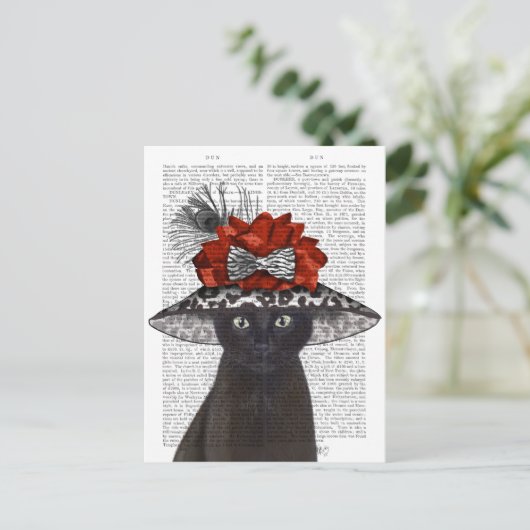 Zwart katje met Pet van Fabulous Briefkaart (Staand voorkant)