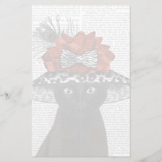Zwart katje met Pet van Fabulous Briefpapier (Voorkant)