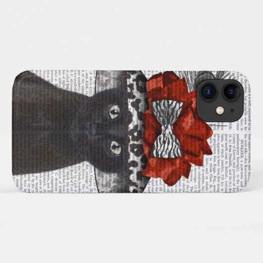 Zwart katje met Pet van Fabulous Case-Mate iPhone Case (Achterkant (horizontaal))