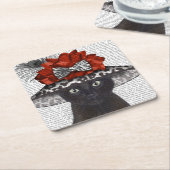 Zwart katje met Pet van Fabulous Kartonnen Onderzetters (Schuin)