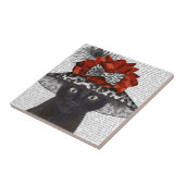 Zwart katje met Pet van Fabulous Tegeltje (Zijkant)