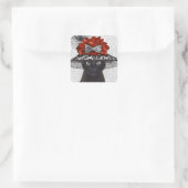 Zwart katje met Pet van Fabulous Vierkante Sticker (Tas)