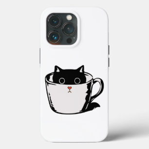 Zwart katje met rode neus verstopt in een kopje Case-Mate iPhone case