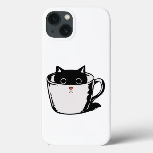 Zwart katje met rode neus verstopt in een kopje Case-Mate iPhone case