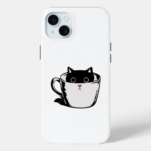 Zwart katje met rode neus verstopt in een kopje Case-Mate iPhone case (Achterkant)