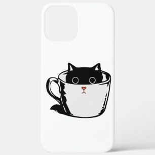 Zwart katje met rode neus verstopt in een kopje Case-Mate iPhone case