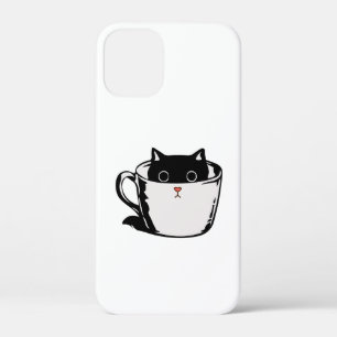 Zwart katje met rode neus verstopt in een kopje Case-Mate iPhone case
