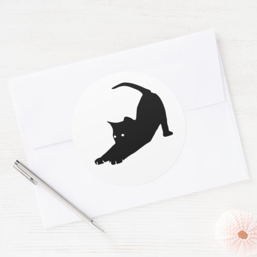 Zwart Katje Ronde Sticker (Envelop)