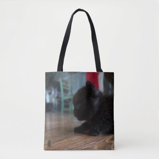 Zwart Katje Van Dichtbij Tote Bag (Voorkant)