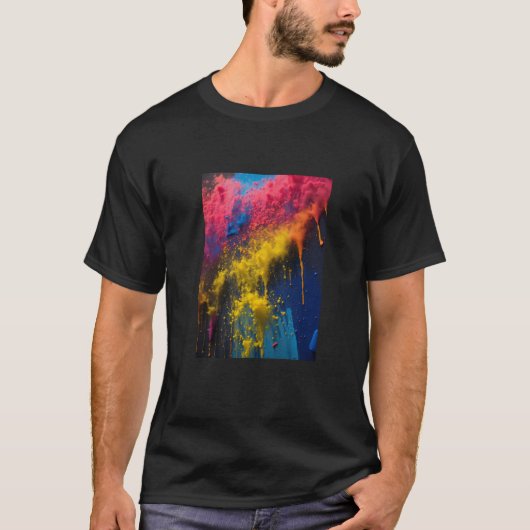 Zwart katoenen bedrukte T-shirt (Voorkant)