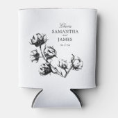 Zwart Katoenen Boll Plant Etsen Bruiloft Blikjeskoeler (Voorkant)