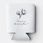 Zwart Katoenen Boll Plant Etsen Bruiloft Blikjeskoeler (Achterkant)